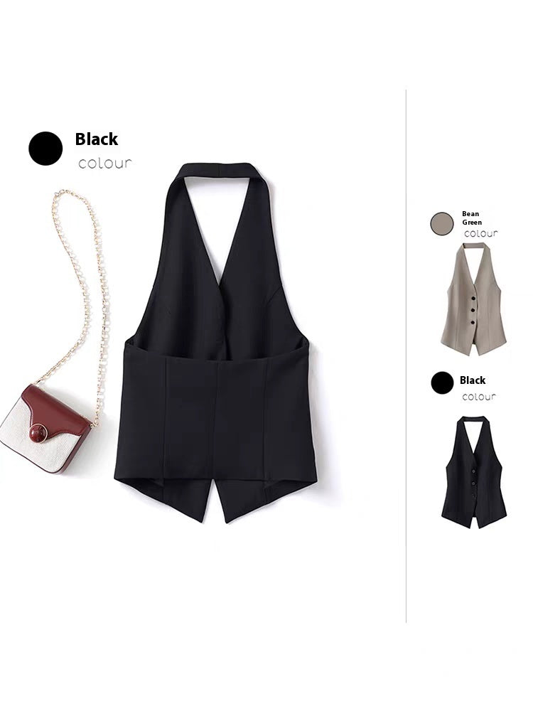Chaleco de Cuello Halter con Botones