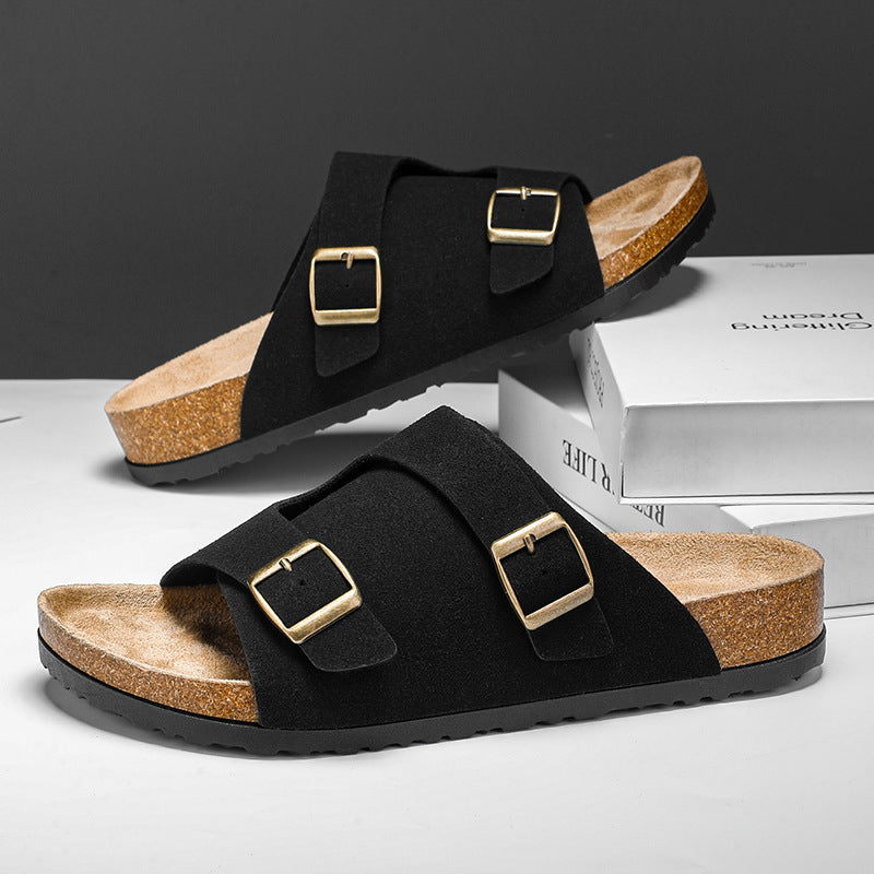 Crisscross Cork Suede Sandals