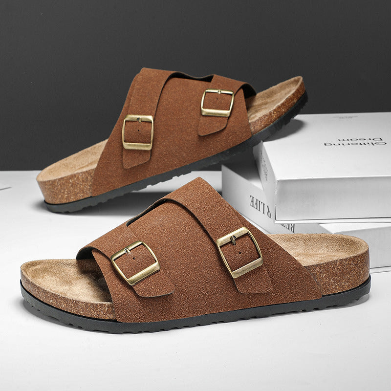 Crisscross Cork Suede Sandals