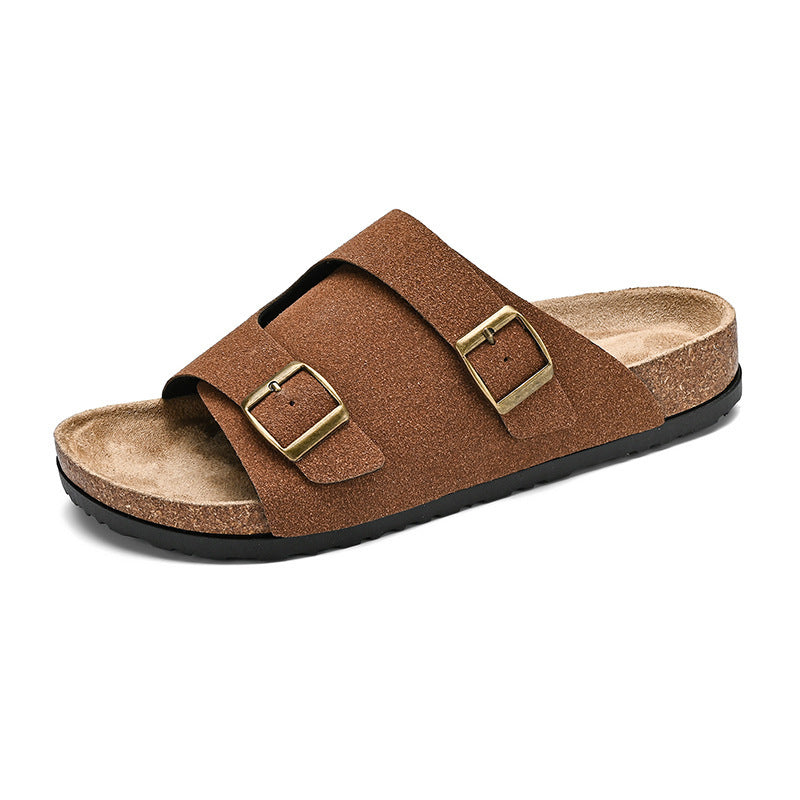 Crisscross Cork Suede Sandals