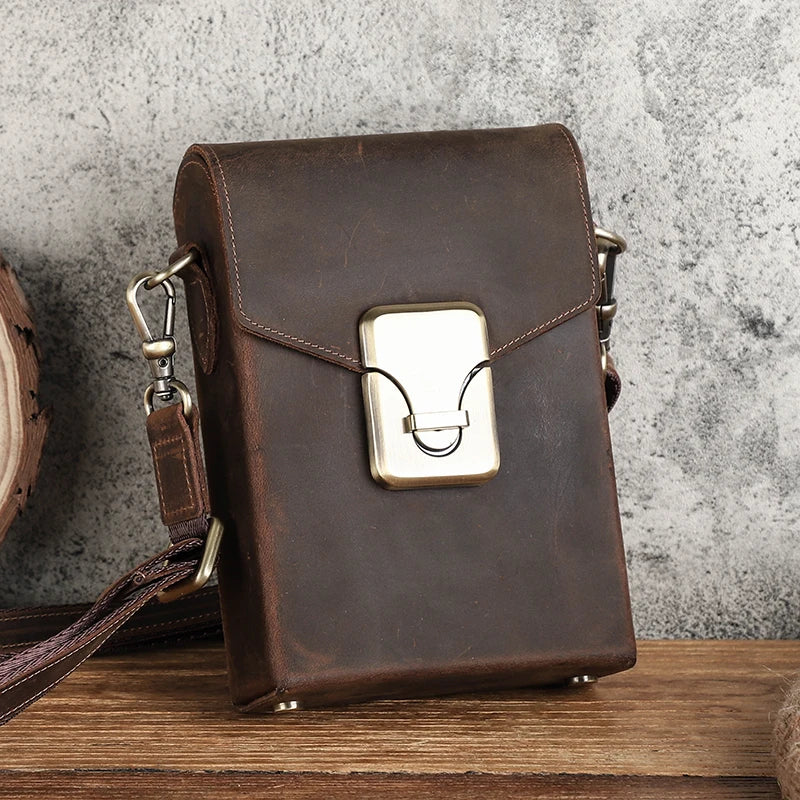 Bolso Cruzado de Cuero Genuino – Estilo Vintage con Toque Moderno