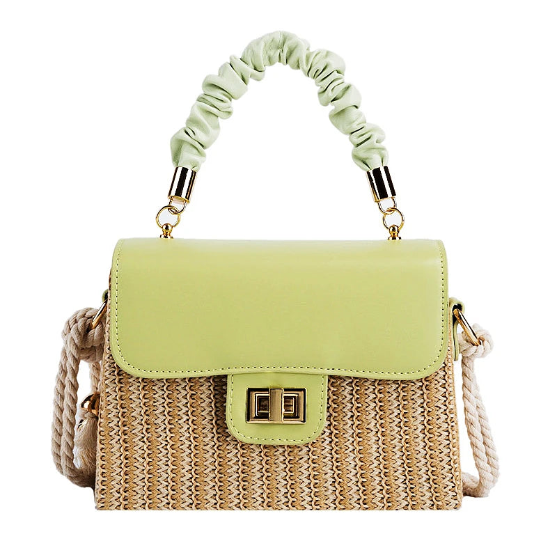 Bolso charol con asas de cuerda trenzada