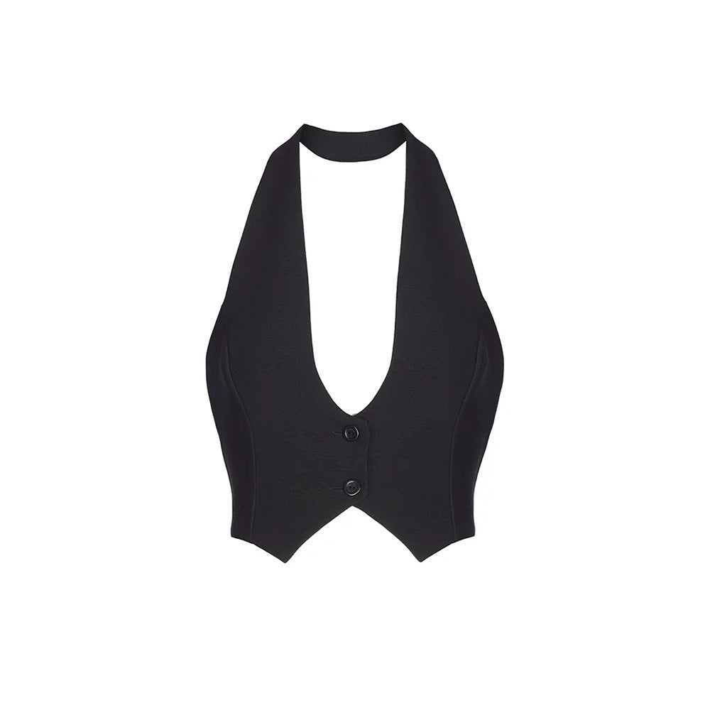 Top Corto Sin Espalda con Cuello Halter