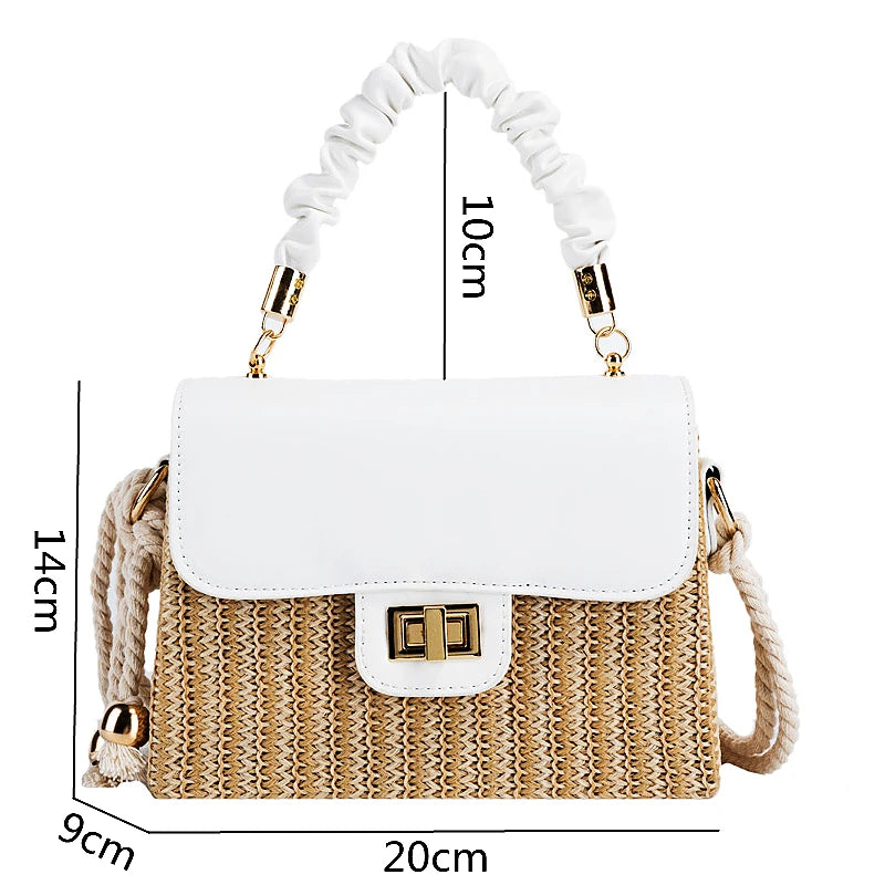 Bolso charol con asas de cuerda trenzada