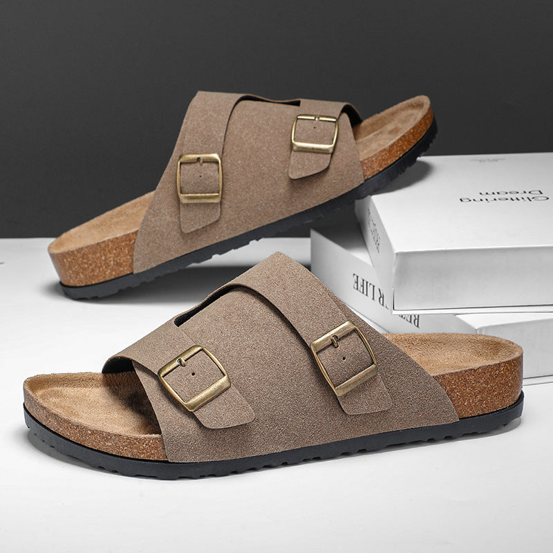 Crisscross Cork Suede Sandals