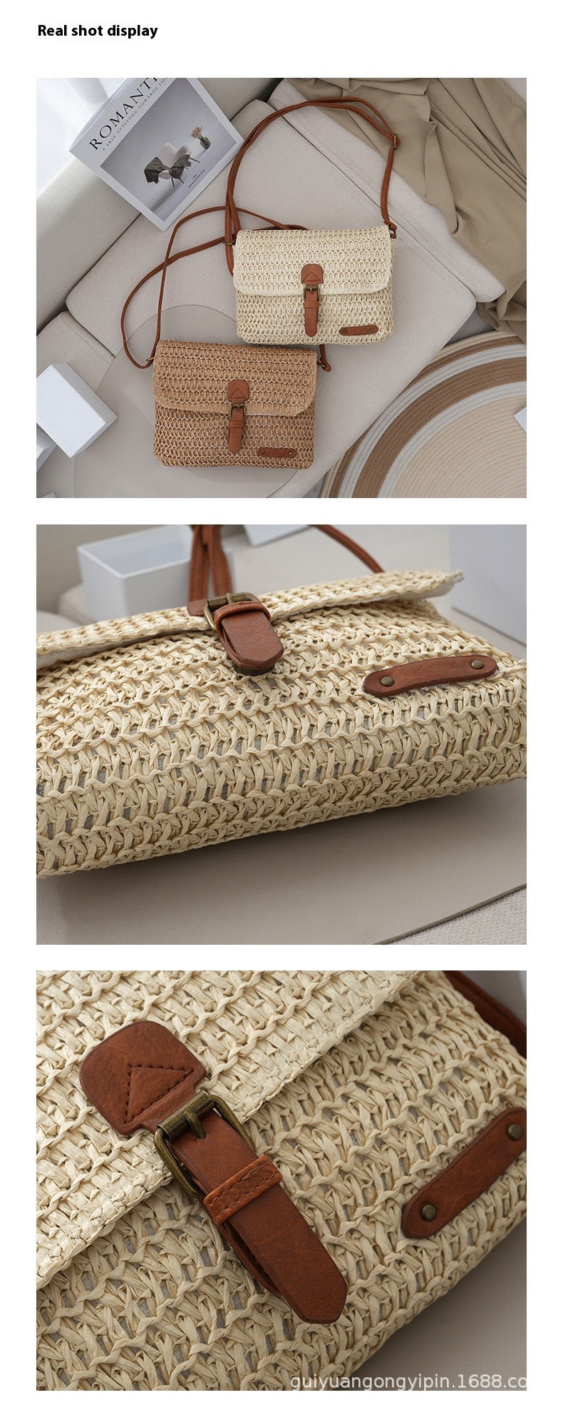 Bolso bandolera de paja de viaje