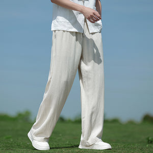 Pantalones Rectos de Lino