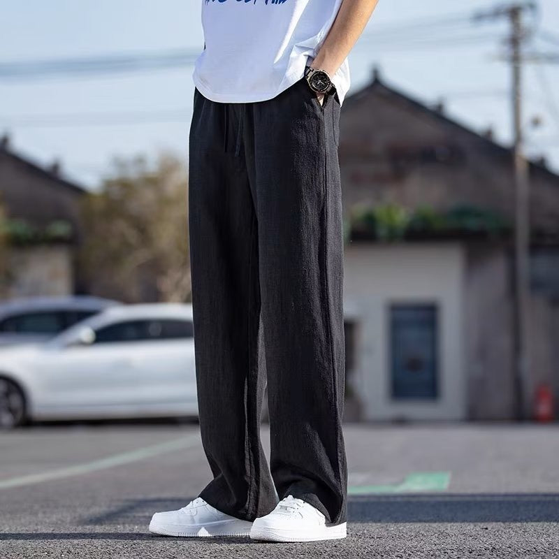 Pantalones rectos holgados de lino retro