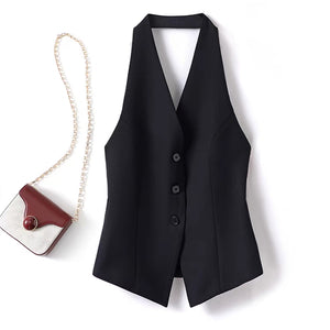 Chaleco de Cuello Halter con Botones