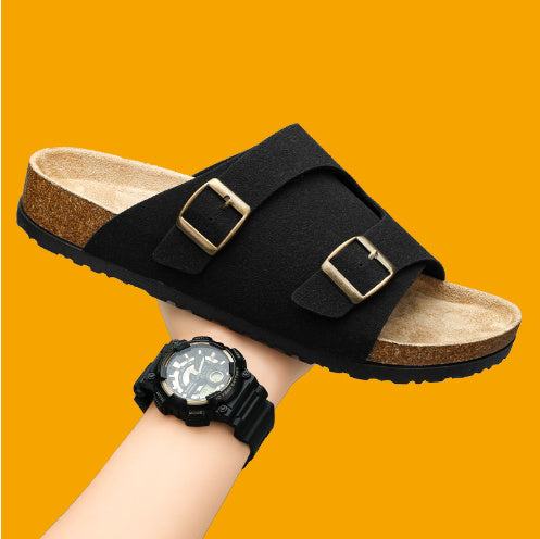 Crisscross Cork Suede Sandals