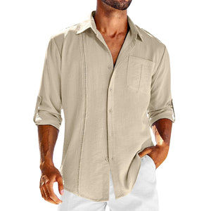 Camisa casual de manga larga con bolsillo