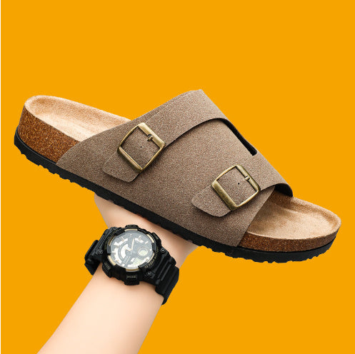 Crisscross Cork Suede Sandals